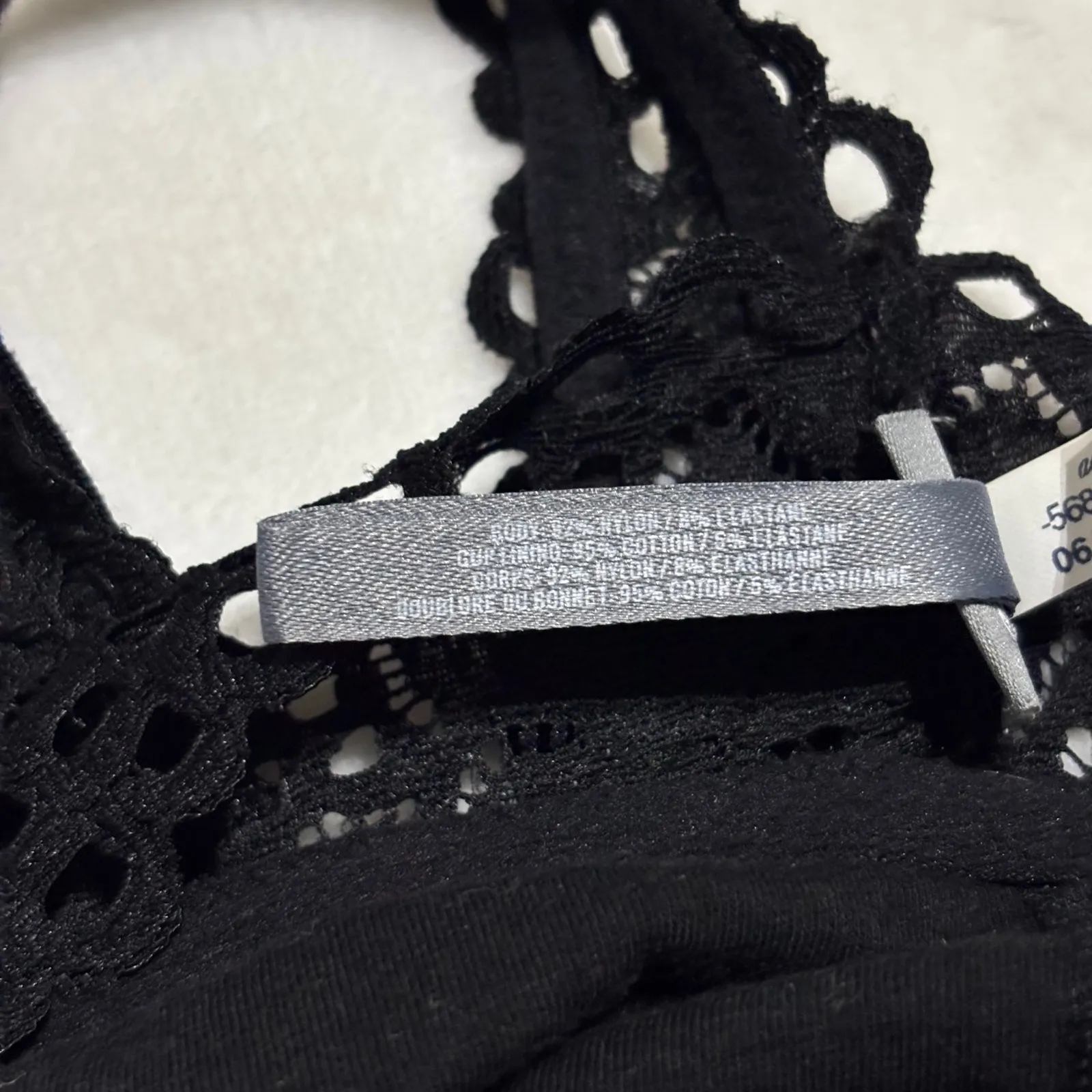 Aerie Black Crochet Floral Lace Halter Bralette Bra Whimsigoth Festival Large - Image 7