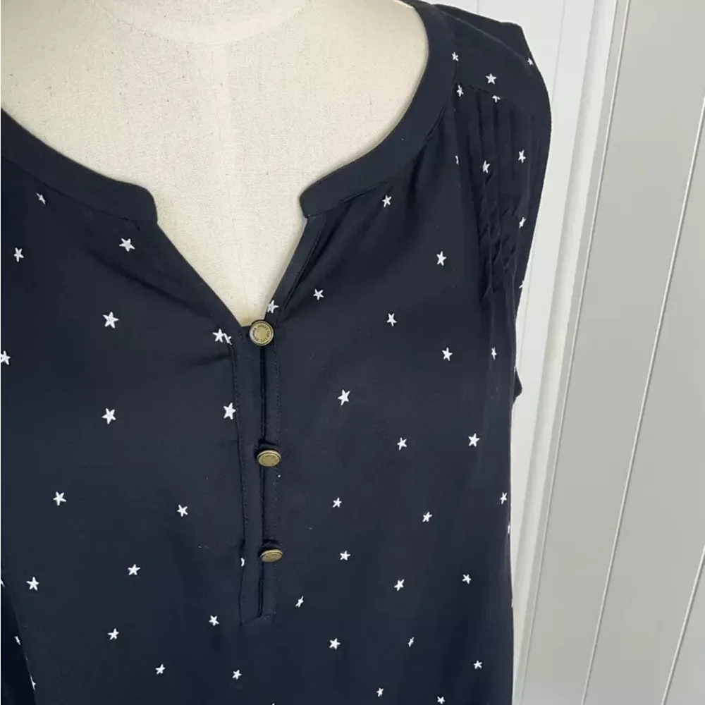 Sonoma Dark Navy Sleeveless Top with Star Pattern - Image 3