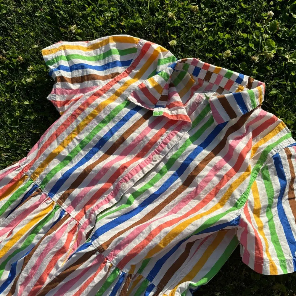 Pride Target Multi Color Striped Rainbow Short Sleeve Maxi Shirt Dress Adult S - Image 5