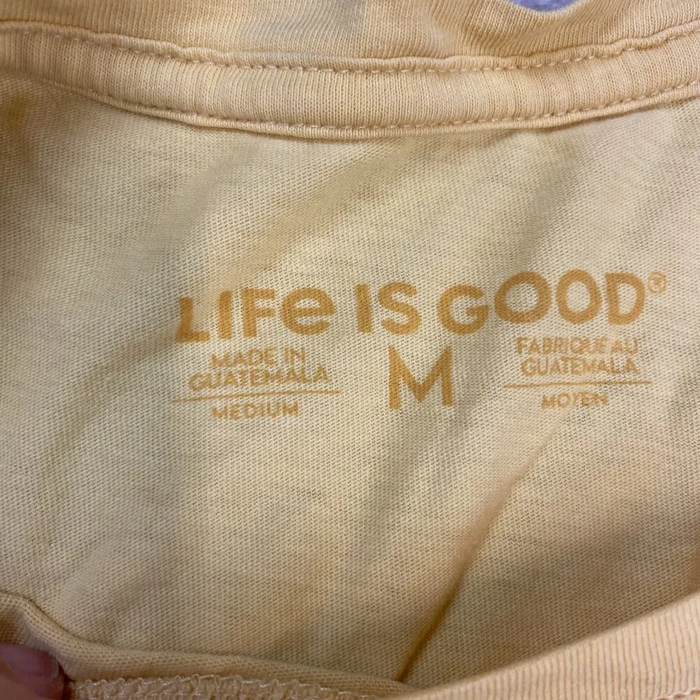 Life Is Good Kindness Is Free Yellow Graphic T-Shirt Size M - Image 4
