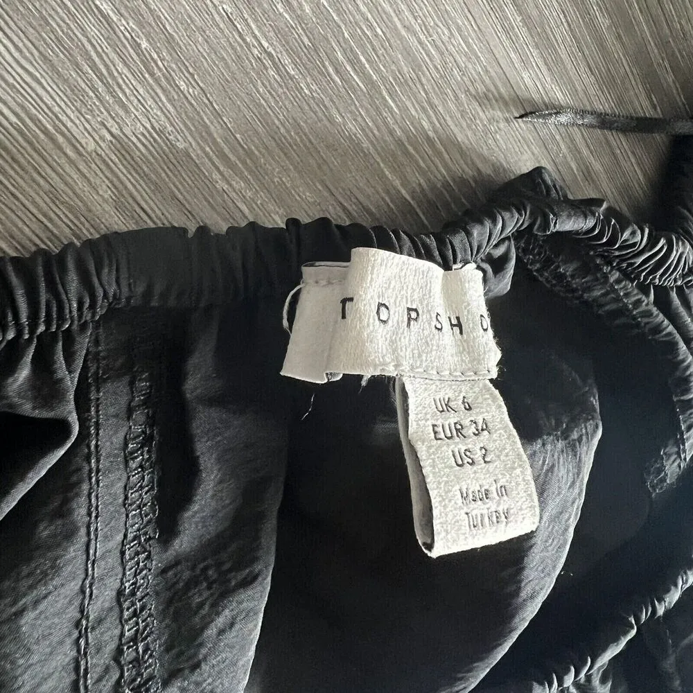 Topshop Crop Top Womens Size 2 Balloon Sleeves Full Zip Black - Image 6