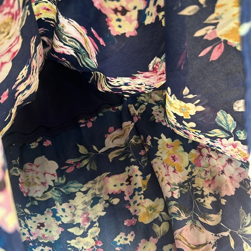 NWT Miss Avenue Blue Floral Chiffon Maxi Size Small - Image 6