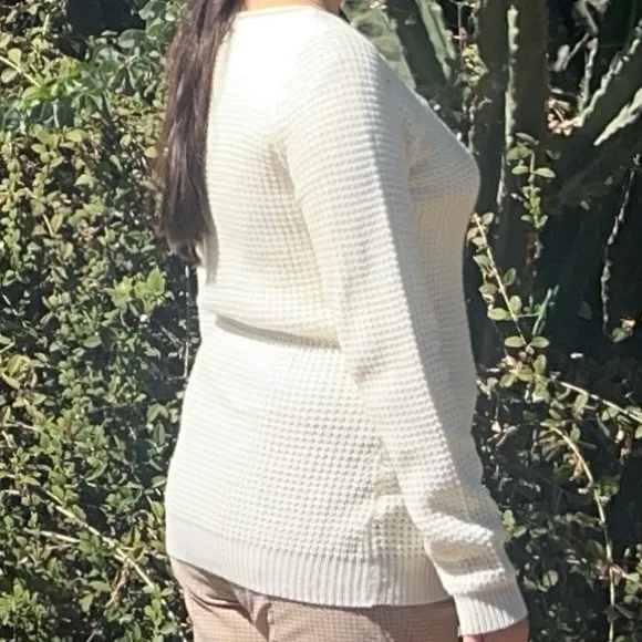 Ambiance Women's Off-White Crew Neck Sweater - Image 2