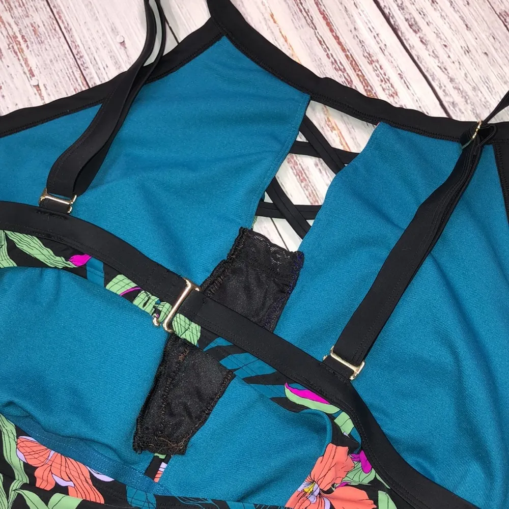 Terra & Sky one piece floral tropical swimsuit size 5X new  without tags - Image 5
