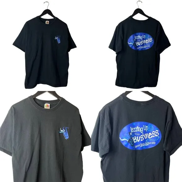 Jazzing Up Your Business T Shirt Vintage 90s Black Large L Graphic Tee Solid - Image 2