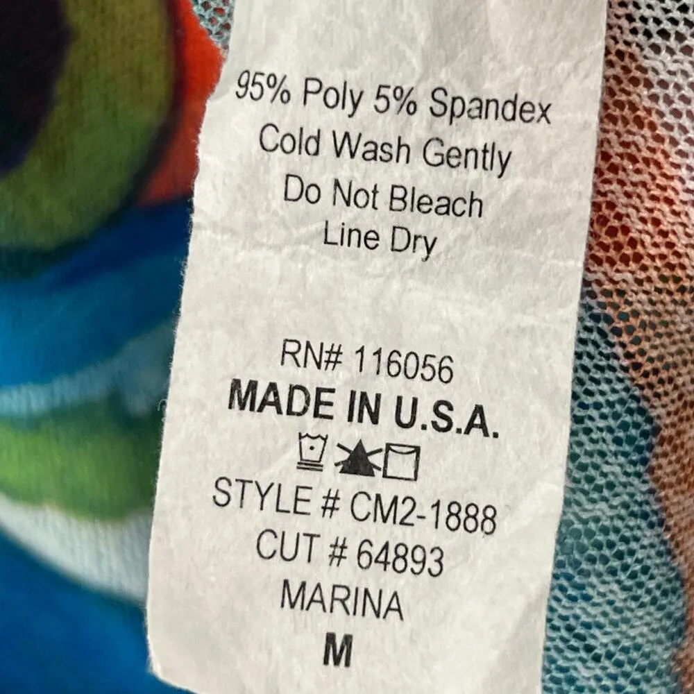 Jess Jane Marina Tunic Top Womens M Blue Floral Paisley Sheer Mesh Boho Resort Size M - Image 11