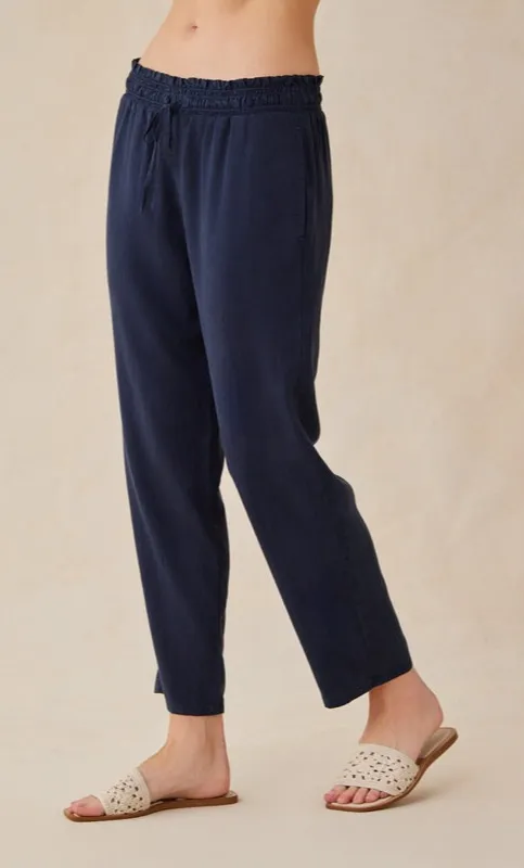 Bella Dahl Smocked Waist Trousers Endless Sea Navy Blue Women’s Size S - Image 1
