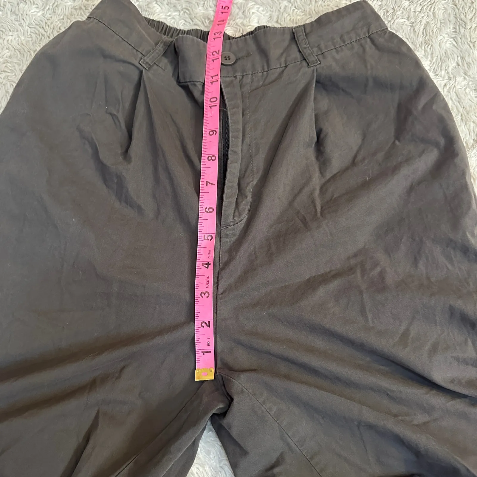 Trensic Spao Medium 100% Cotton Cool Grey Brown Wide Leg Pants Trousers Elastic Gray - Image 5