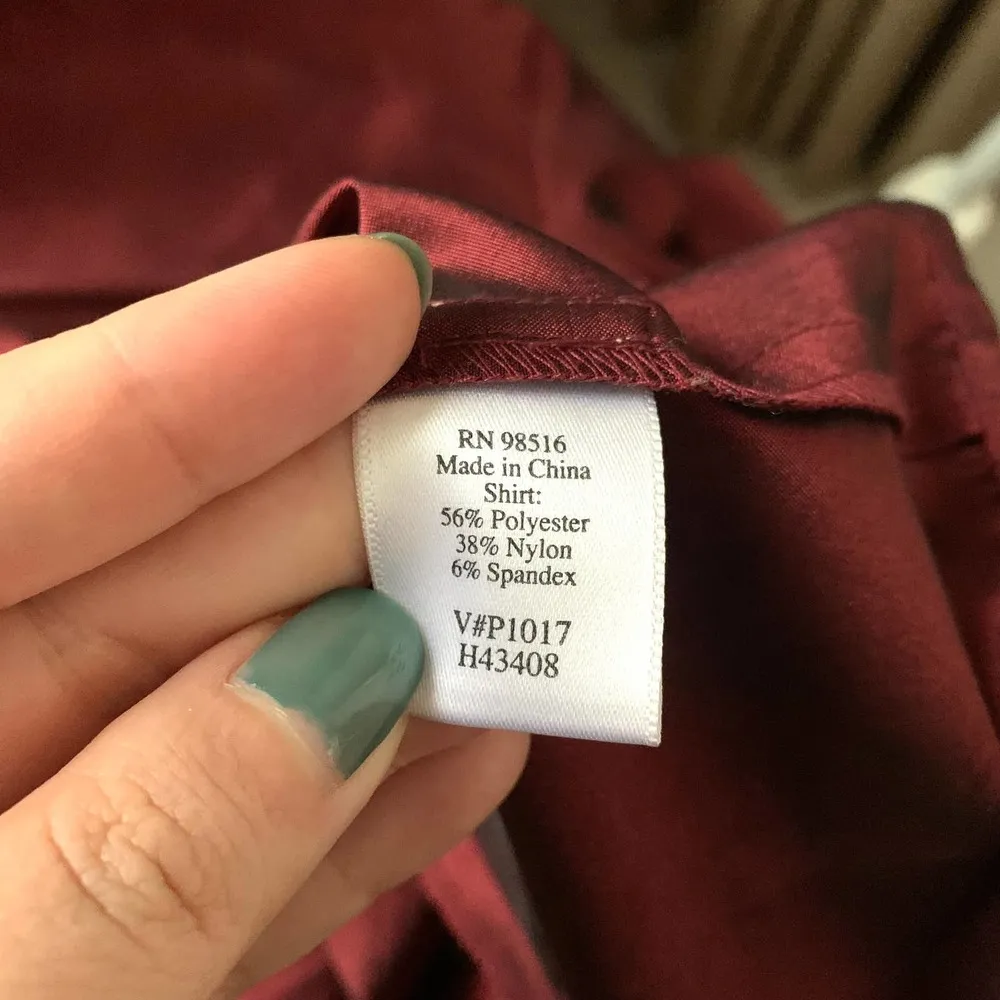 Vintage Coldwater Creek Taffeta Tie Front Shirt in Red - Image 7