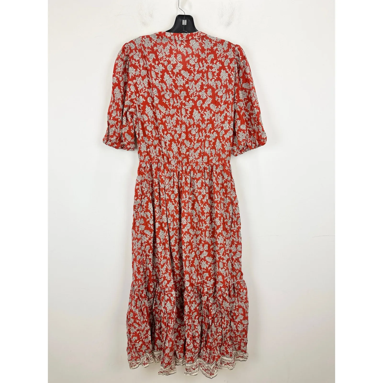 NEW Madewell Pintucked Puff Sleeve Midi Dress Floral Ground Madder Boho US 6 - Image 15