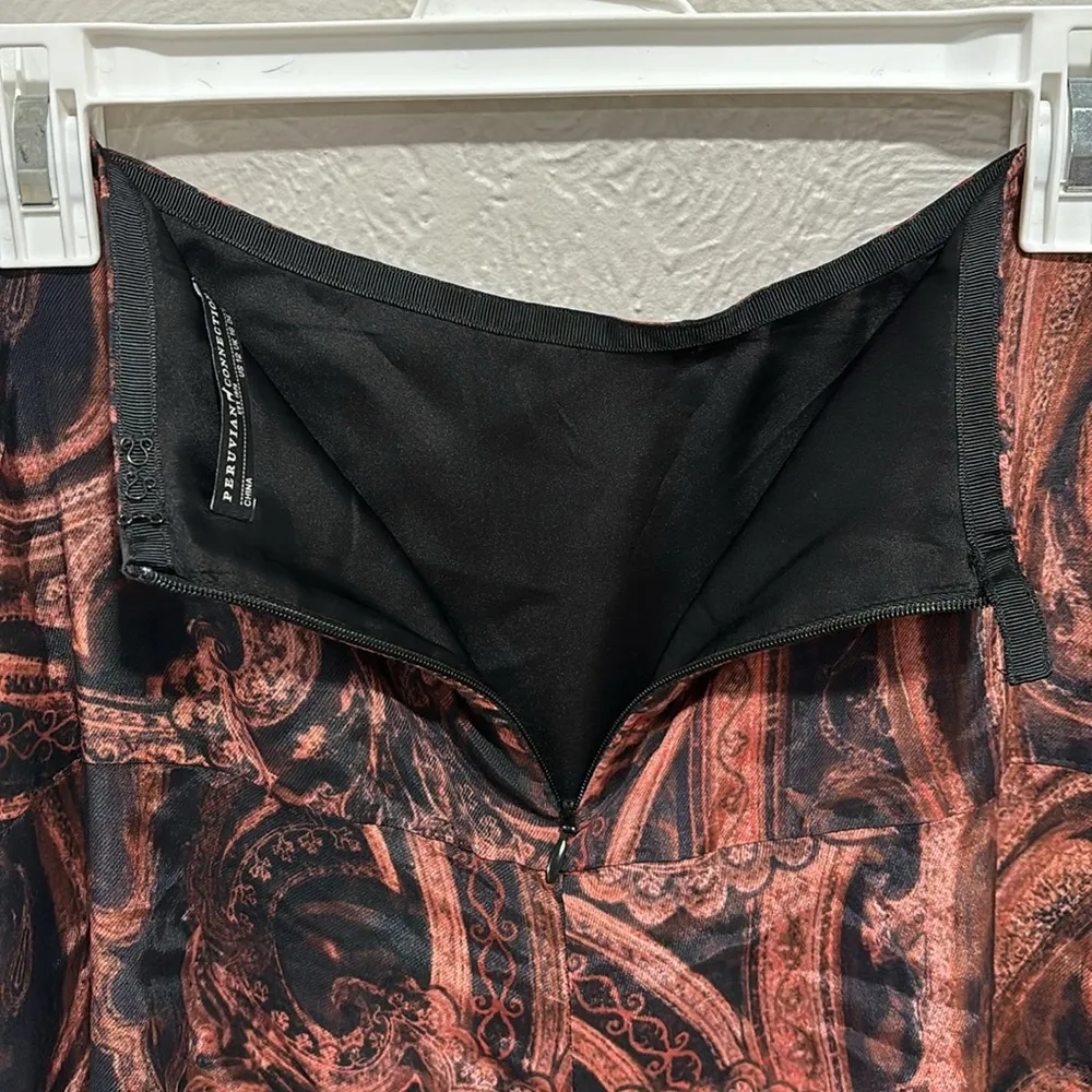 Peruvian Connection Fantasia Maxi Skirt Pleated Paisley Swirl US Size 12 - Image 7