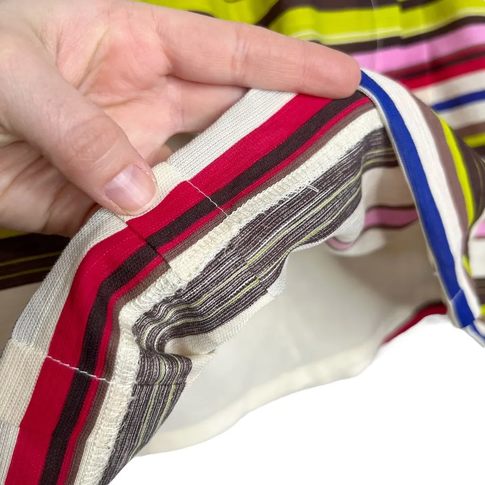 LOFT Multicolored Striped Pleated Rayon Blend A Line Skirt - Image 7