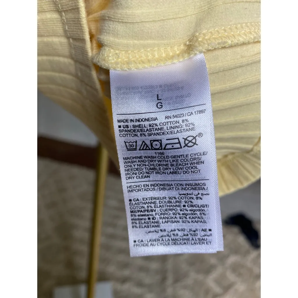 Old Navy Ribbed Crop Top Yellow Bralette Bougie Summer L Barre Workout Beach Y2K - Image 4