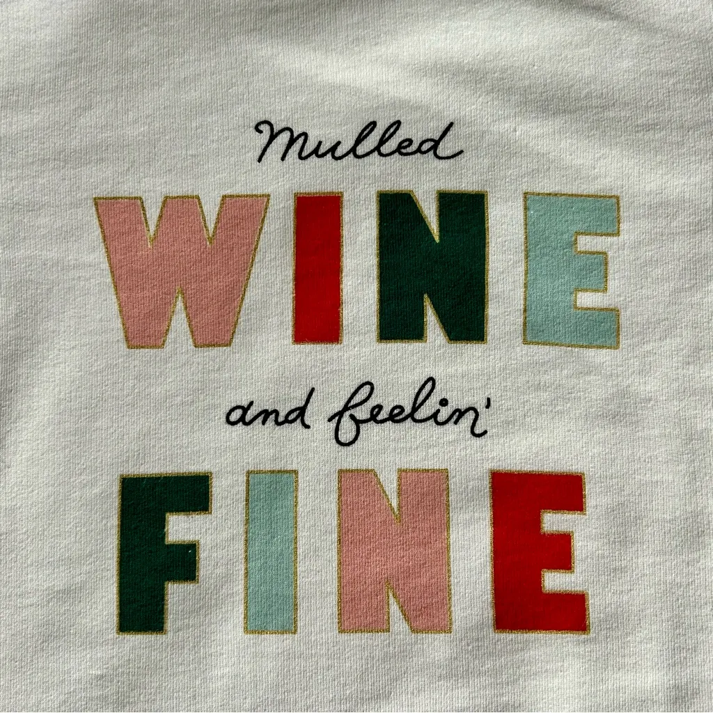 1901 “Mulled WINE and feelin’ FINE” Colorful Sweatshirt, White, Size S - Image 3