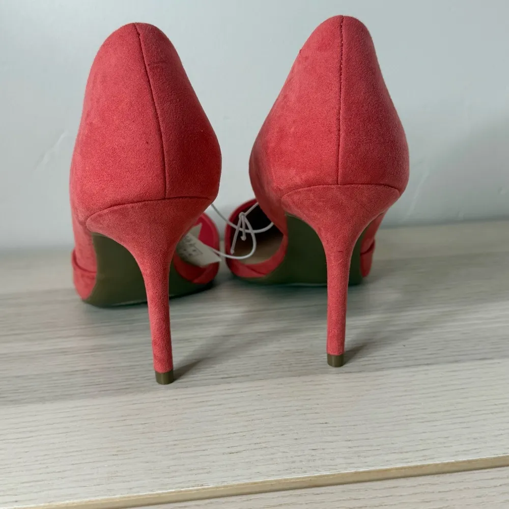 Coral suede D'orsay shoes heel women size 8 casual - Image 4