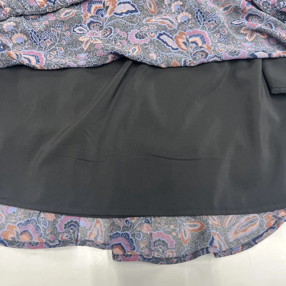 EVEREVE Women Olympia Dress Floral Paisley Long Sleeve Chiffon Mini Size Medium - Image 6