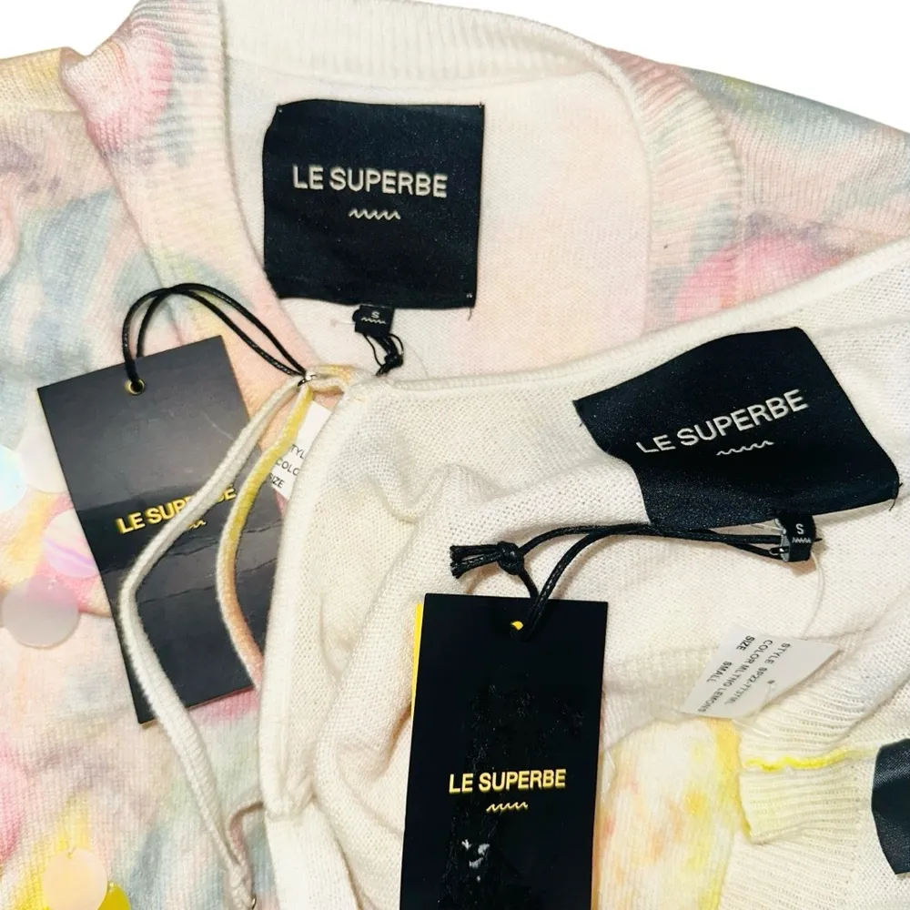 NWT Le Superbe Hailey Set Wool Cashmere Blend Knit Crop Top and Cardigan SMALL Yellow - Image 4