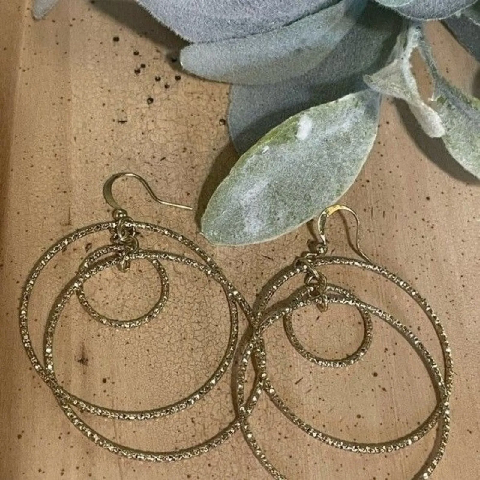 Croft & Barrow New Gold Tone Sparkle Multi Hoop Earrings Set - Image 3