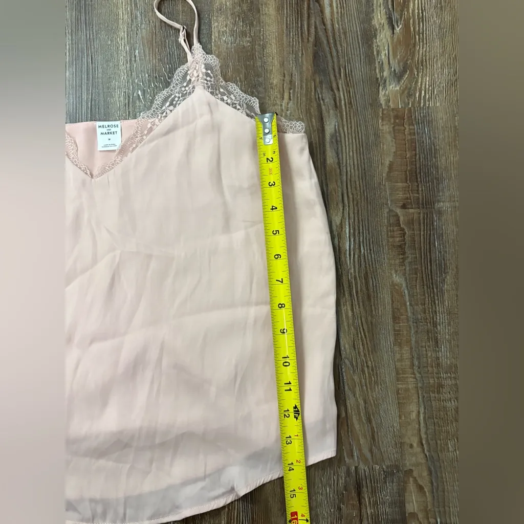 Melrose and Market Blush Pink Babydoll Lace Trim Cami Size Medium Casual Cute - Image 6