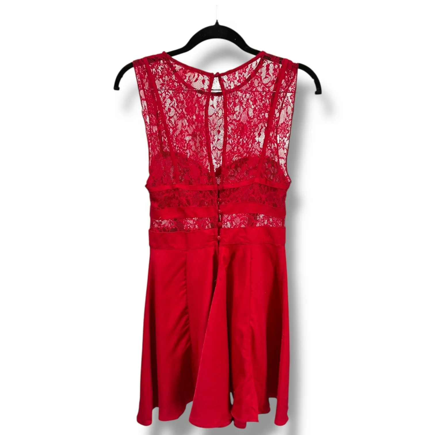 Free People Intimately Red Lace Fit Flare Dress XS Valentine Romantic - Image 4