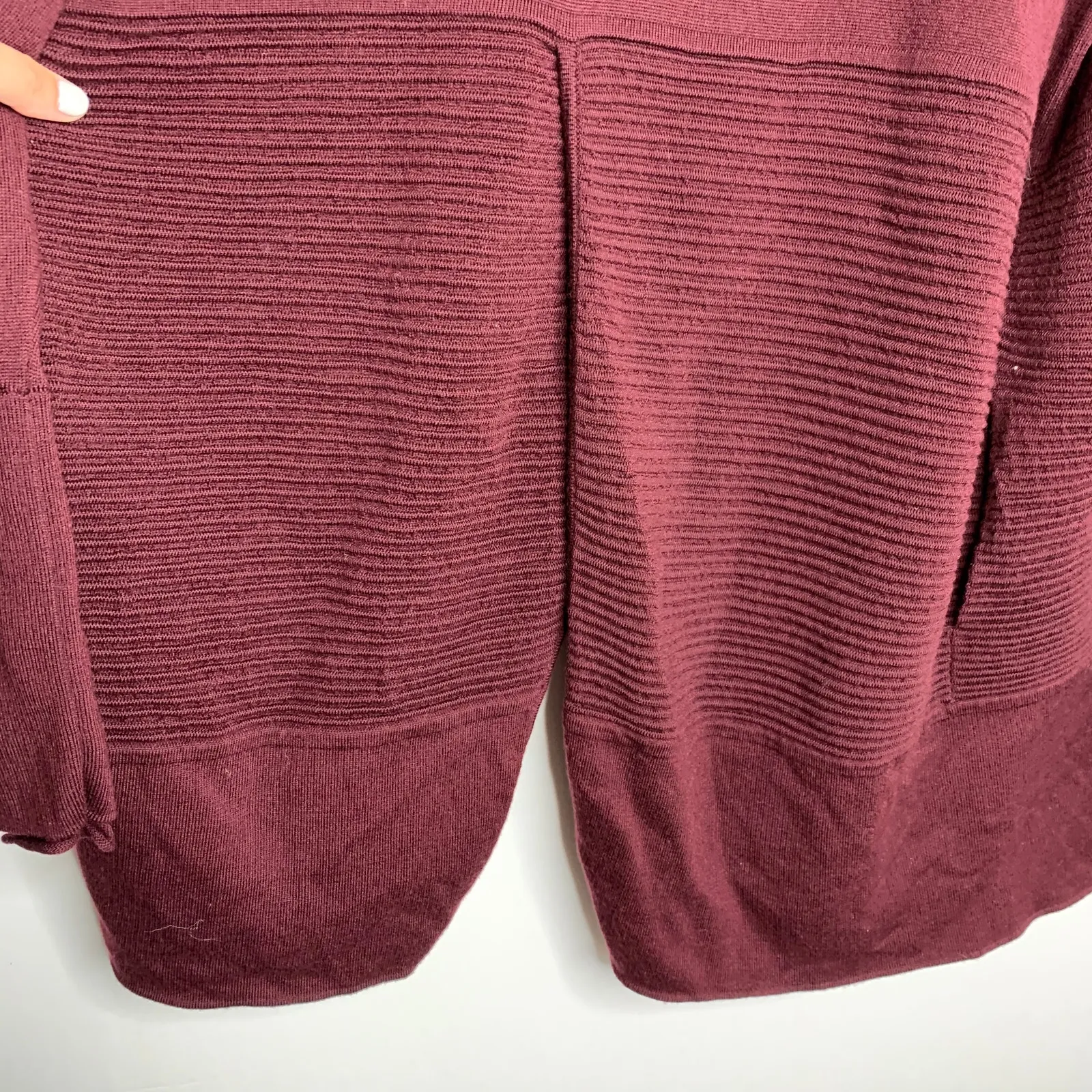 Lululemon Sit in Lotus Heathered Plum Cardigan Wrap Sweater Burgundy Wool 4 - Image 9