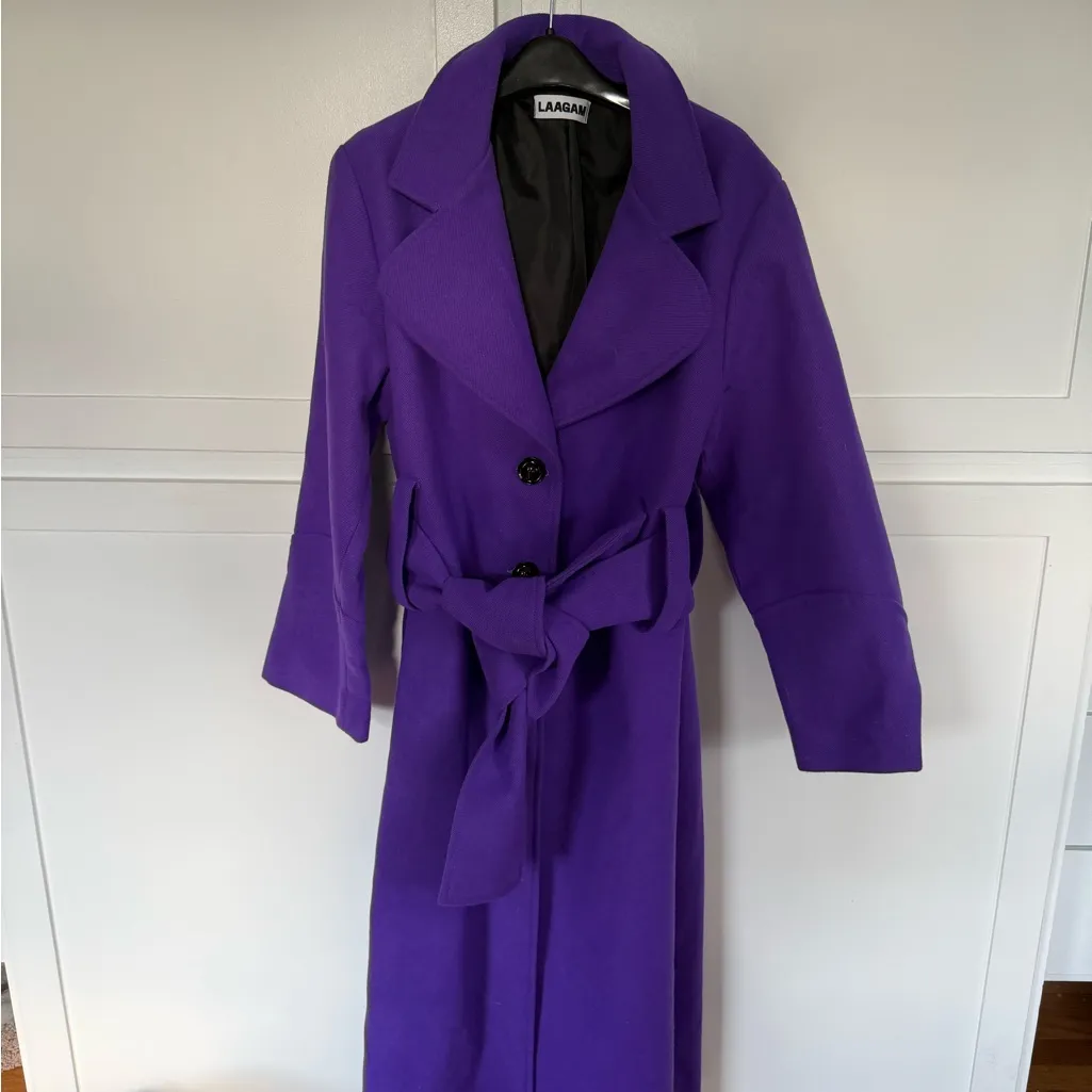Laagam Ozzy purple belted trench coat. Size M - Image 2