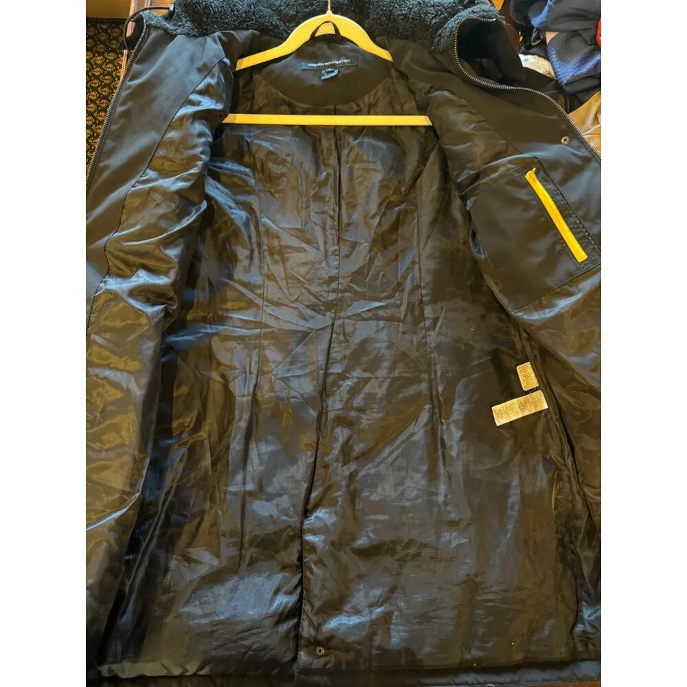French Connection  Coat Women Medium Black Hooded Down Insulated Full Zip Parka - Image 13