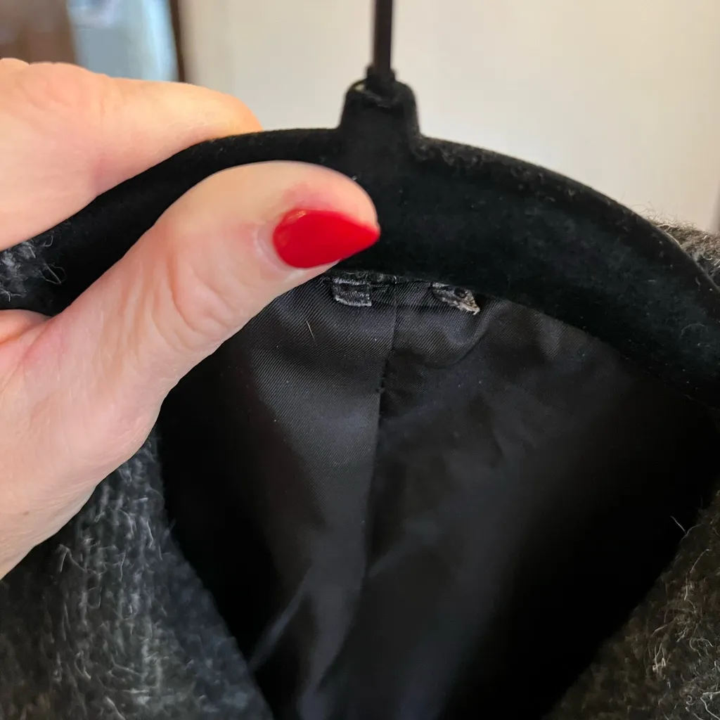 Anthropologie Wool Blend Collared Black Jacket with White Stitching - Image 12