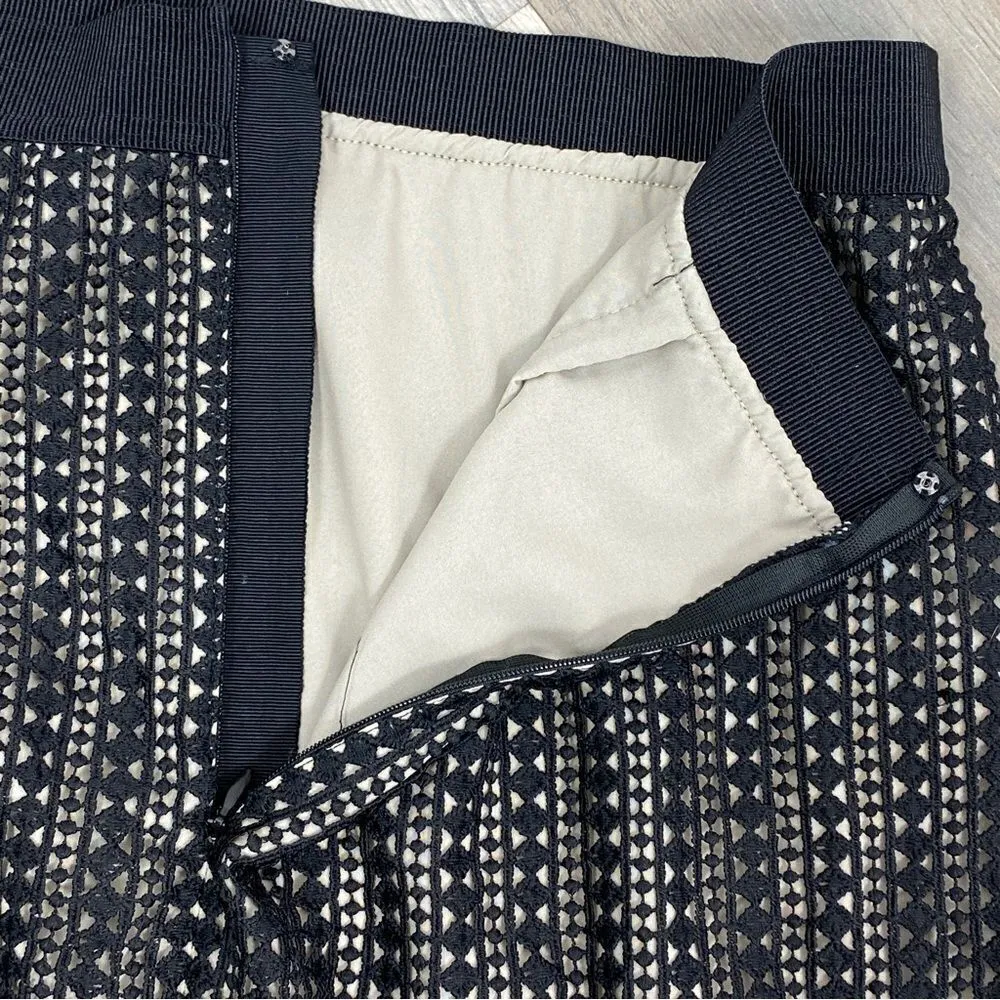 Ann Taylor Crochet Lace Sheer Illusion Pencil Skirt Black 6 - Image 9