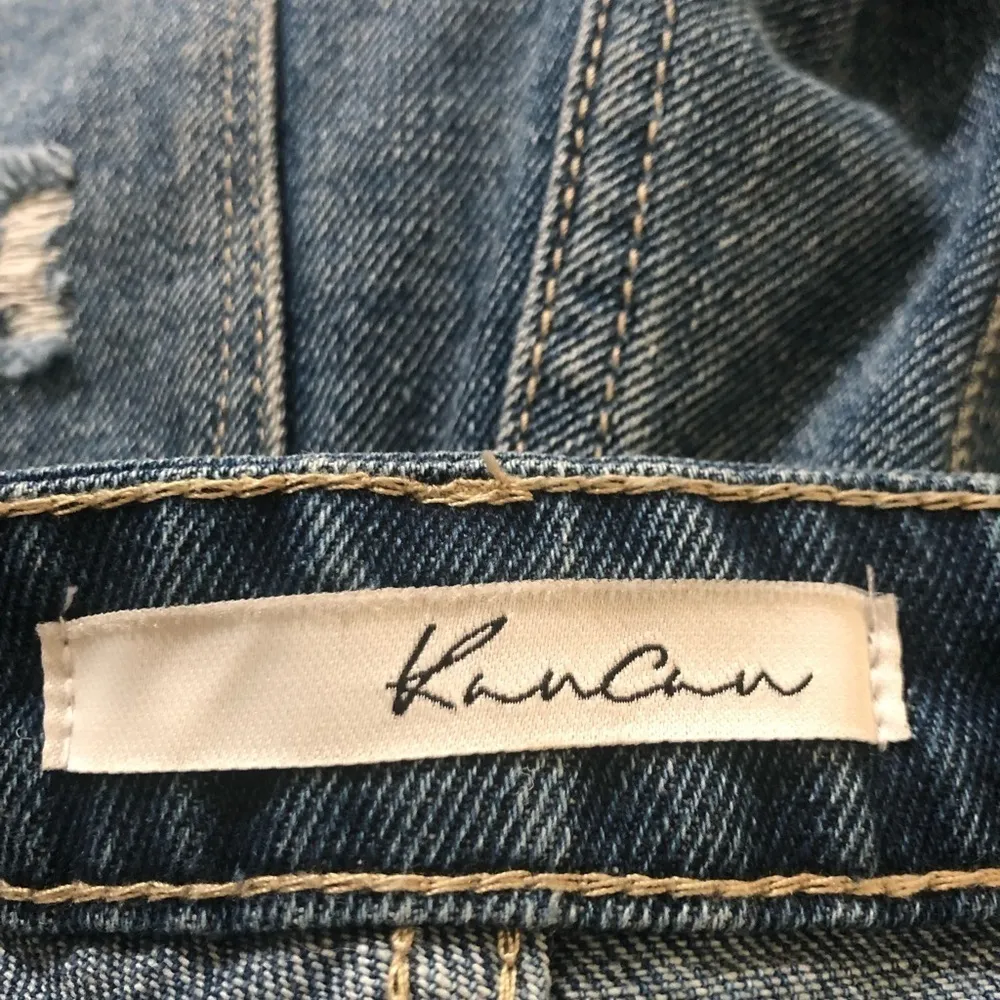 KANCAN High Rise Destroyed Distressed Fringe Shorts Sz. 25/3 Cut Offs Fringe Hem Blue - Image 4