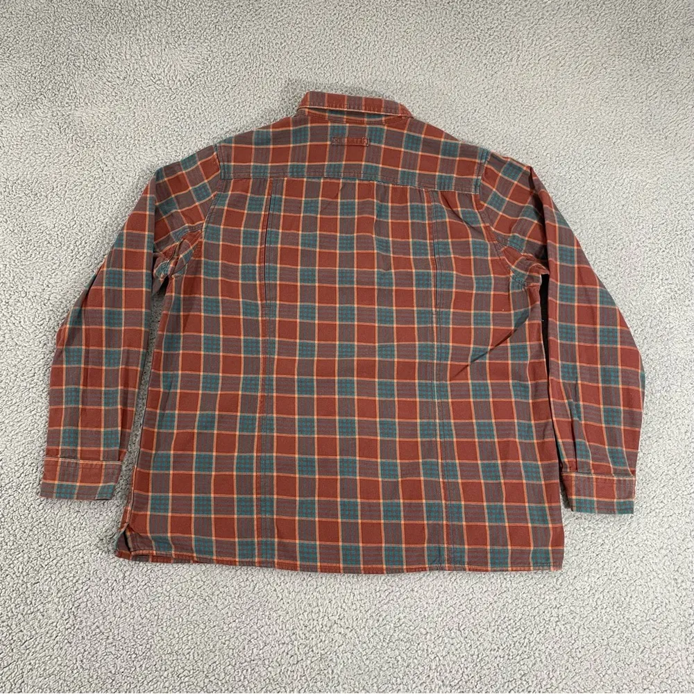Duluth Trading Co Flannel Shirt Women XL Plaid Swingin' Pocket Button Front Red - Image 5