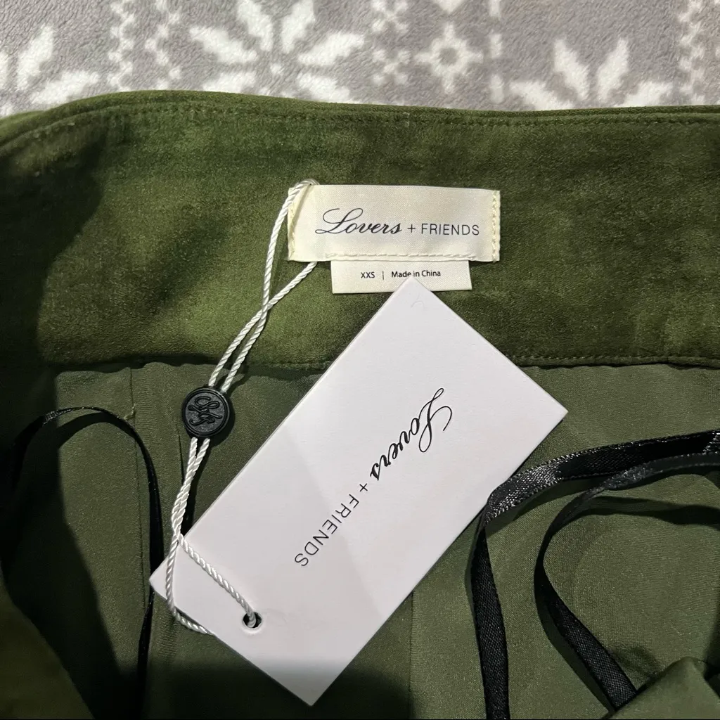 Lovers + Friends Lilith Pants High Waisted Faux Suede‎ Olive Green Size XXS - Image 7