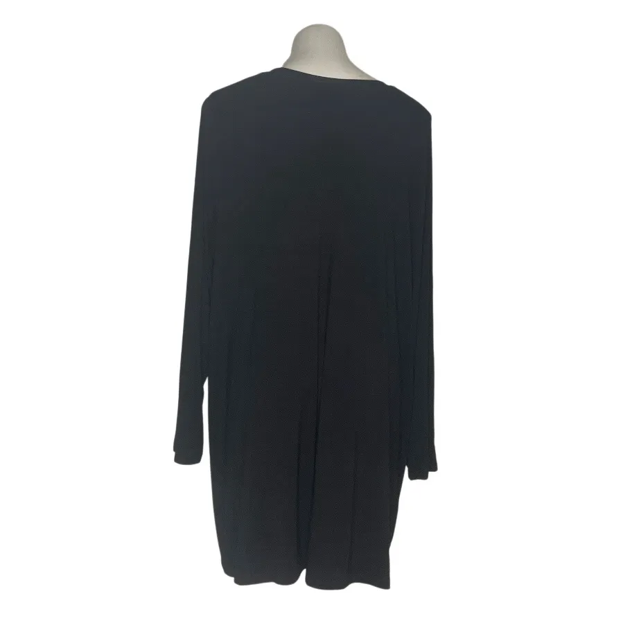 H By HALSTON Essentials Long Sleeve Tunic Top Black Stretch Modal Size 2X - Image 2