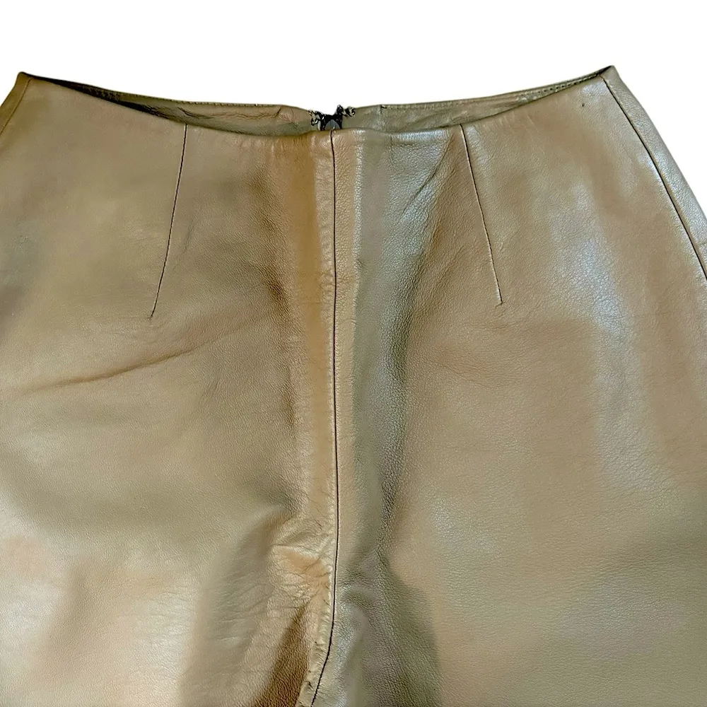 Vintage VTG 80’s Lamb Butter Soft Leather Flare Lined Pant Sz 6X31 Warm Caramel - Image 4