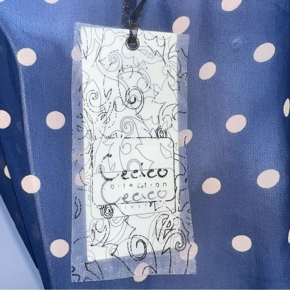 Cecico Tube Top Sheer Chiffon Polka Dot Fabric w/4 Front Eyelet Ruffles-Size M - Image 7