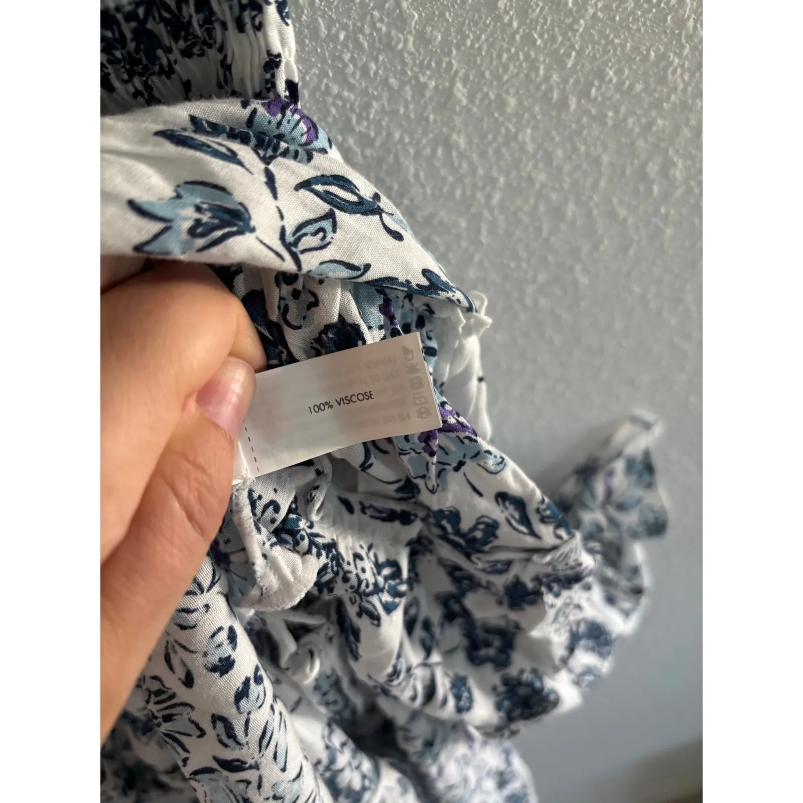 Poupette St Barth Soledad Dress Large Blue‎ Floral Smocked Ruffle Mini Resort Blue - Image 9