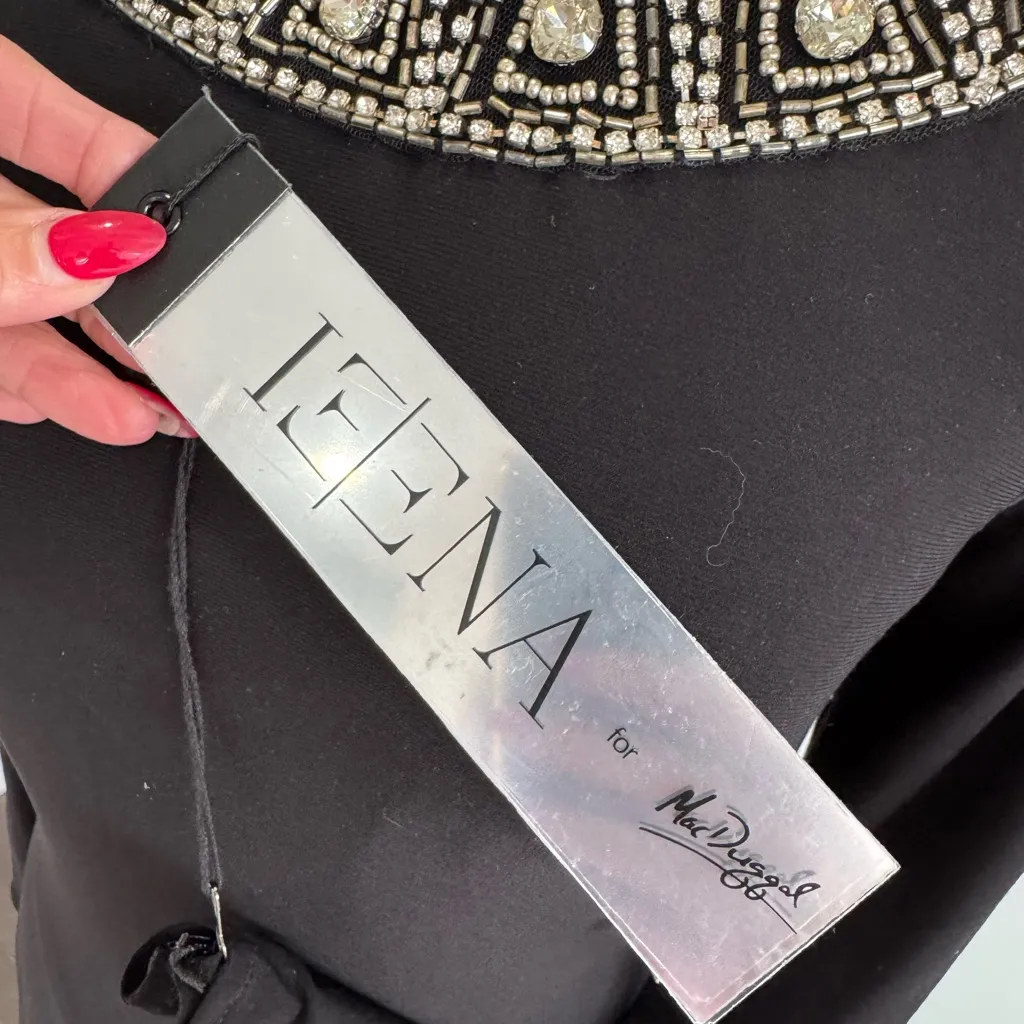 Ieena for Mac Duggal Beaded Collar Long Sleeve Jersey Gown Black Tie Gala sz 6 - Image 10