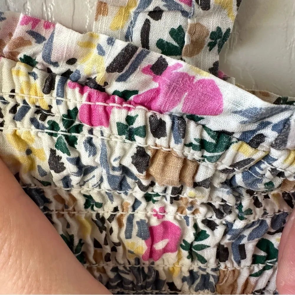 Gap smocked floral sleeveless dress small - Image 6
