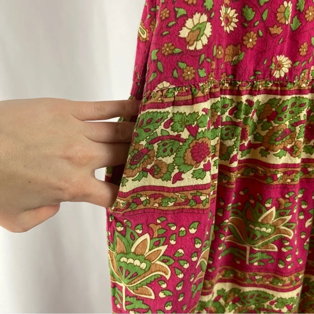 Vintage The Vermont Country Store Small Cottagecore Prairie Floral Tiered Dress Red - Image 5