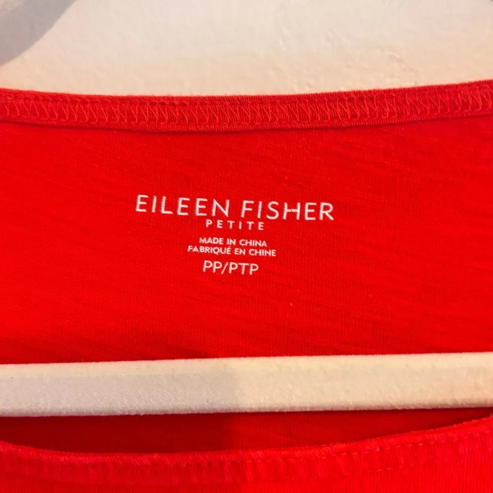 Eileen Fisher Organic Cotton Red Orange Top Tunic Slit Sustainable Size PP 2/4P - Image 5