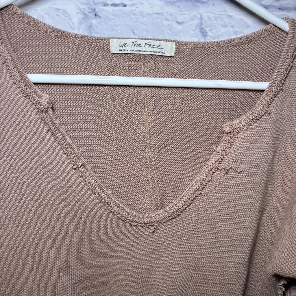 We The Free Easy Does It Long Sleeve Waffle Knit Tee Thermal Basic Medium - Image 3