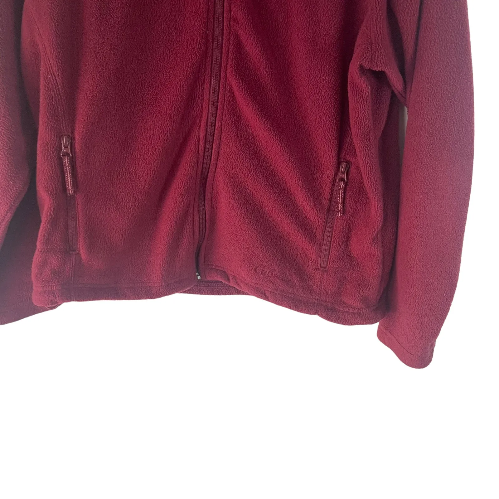 Cabela's Women's‎ Size Large Red Fleece Full Zip Sweater - Image 3