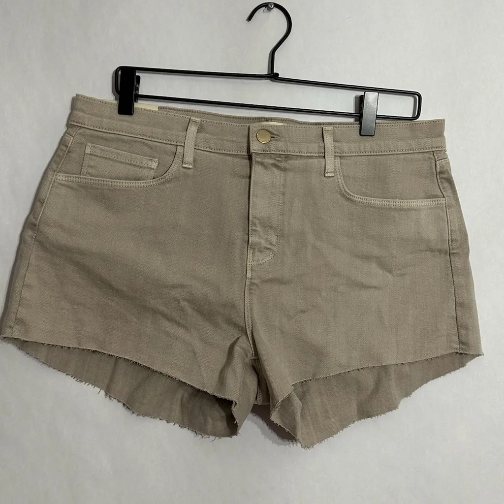 NWT L’agence Audrey Mid-Rise Raw Hem Cut-Off Shorts Size 31 “Biscuit” Neutral - Image 12