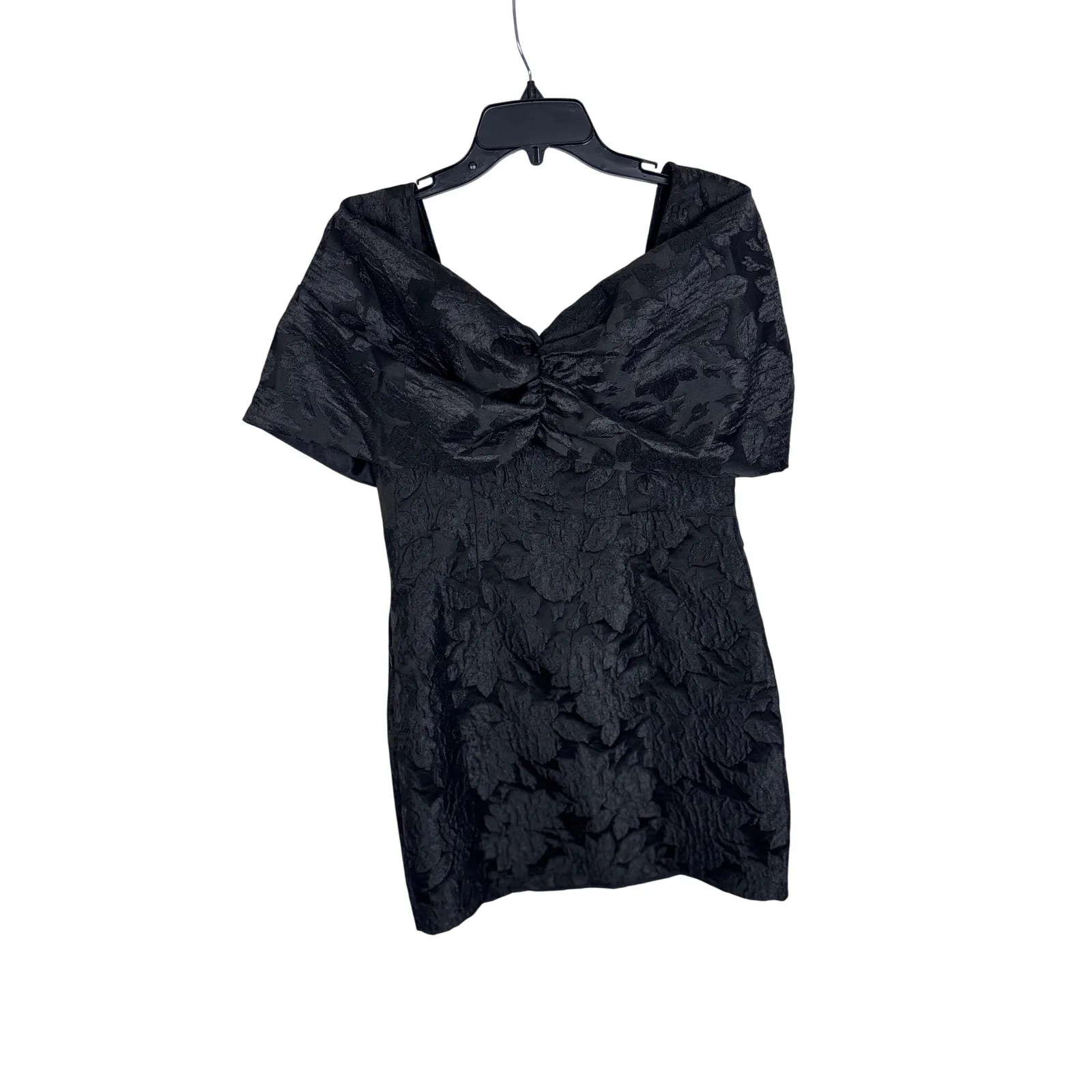 Vero‎ Moda Black Off Shoulder Bow Detail Jacquard Mini Dress Size M - Image 5