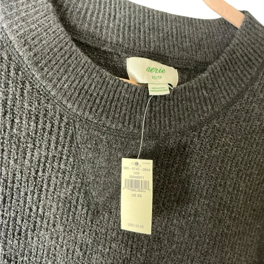 Aerie Charcoal Ribbed Knit Sweater - Image 3