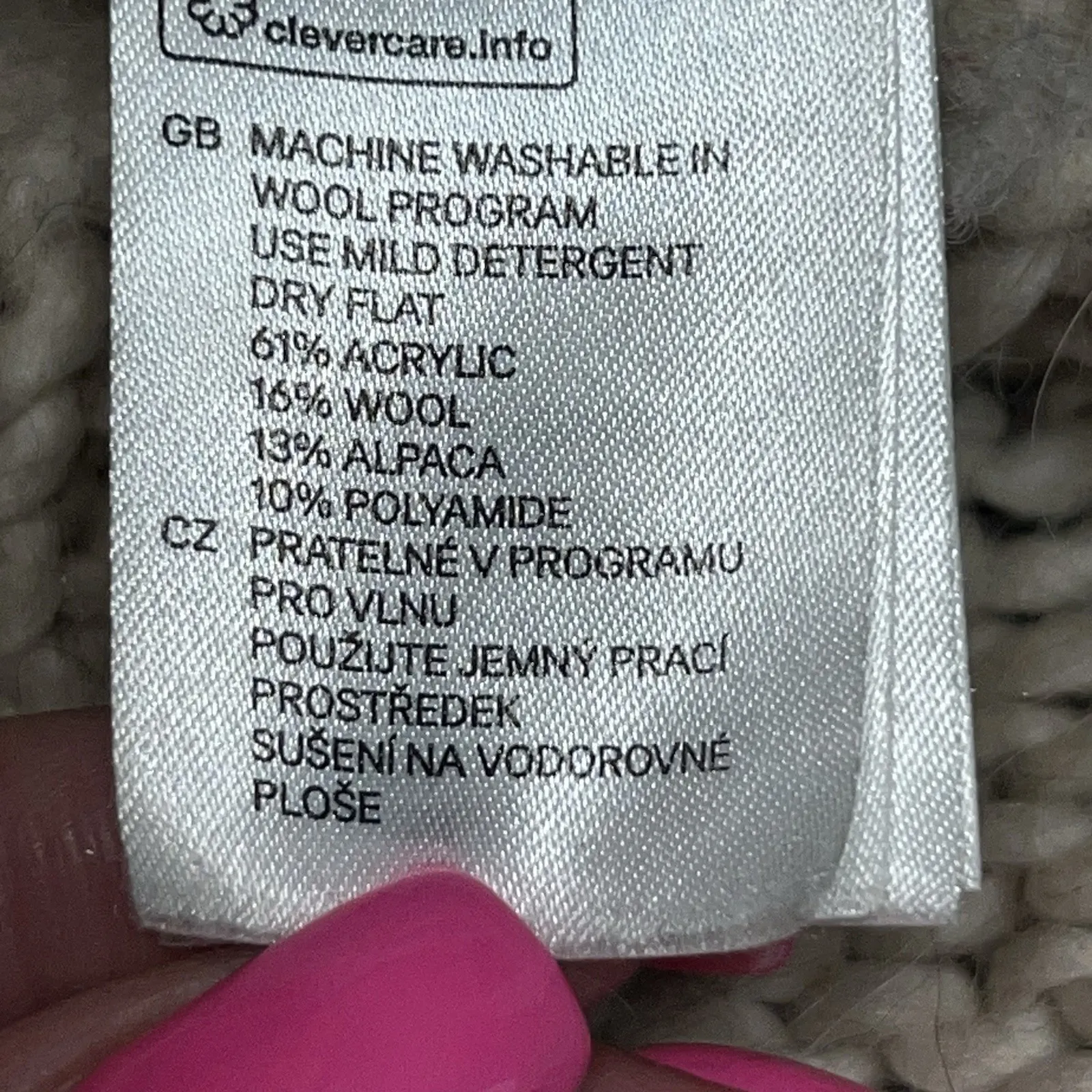 H&M Pullover Sweater Cable Knit High Collar Wool Alpaca‎ Blend Beige Size Medium - Image 7