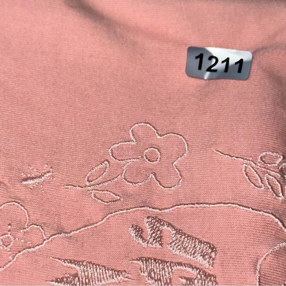 Somewhere Nowhere Womens Size L Pink Logo Floral Heart Horns Embroidered T - Image 7