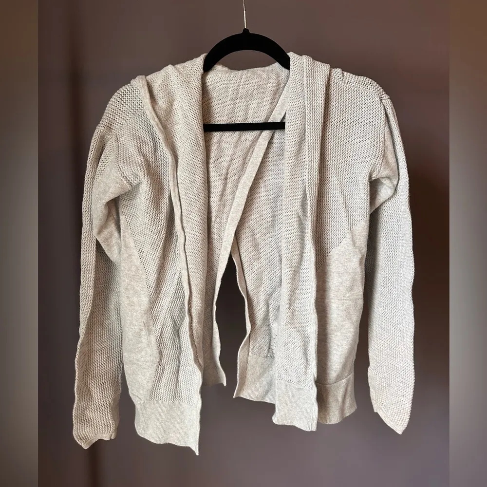 Lululemon Still Movements Open Back Hooded Knit Sweater Gray Size 2 - Image 5