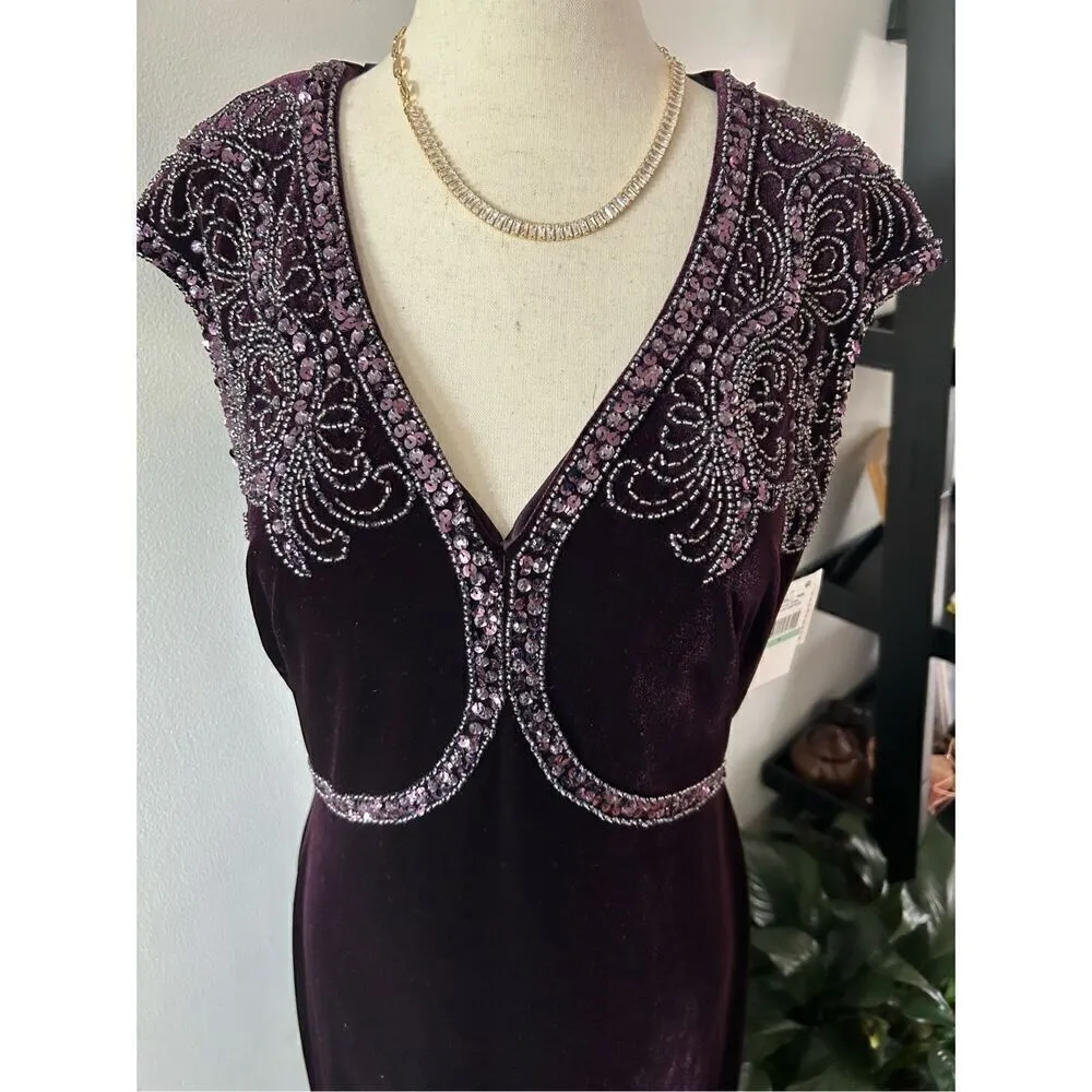 ALEX EVENINGS Stretch velvet dress with applications. Size 8 mother of t… - Image 2