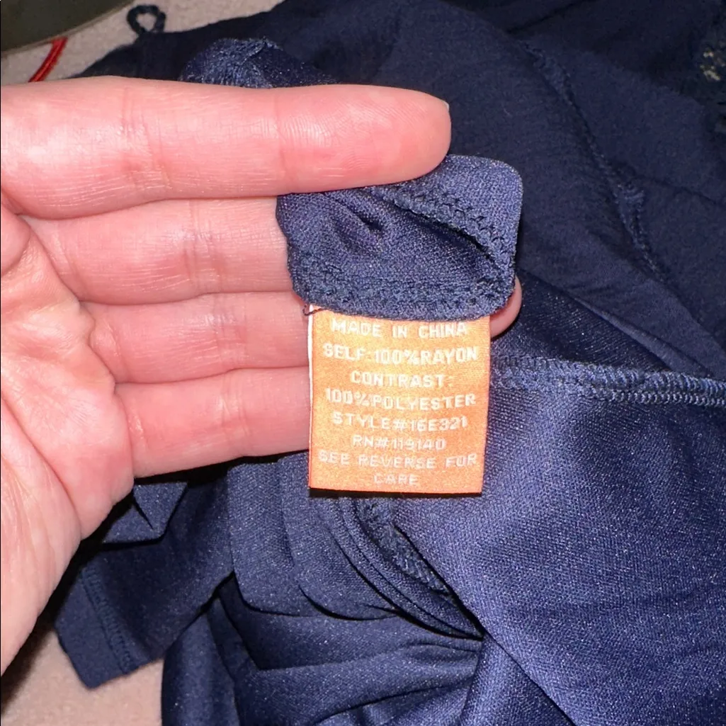 Peachpuff USA Flowy Mini Dress Printed Lacey Cold Shoulder Dress Longsleeve Blue Size M - Image 9